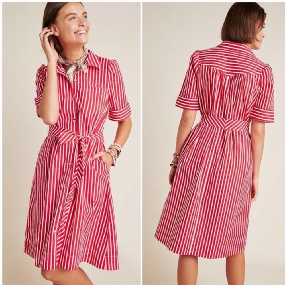 Anthropologie Maeve Kiana Striped Shirtdress